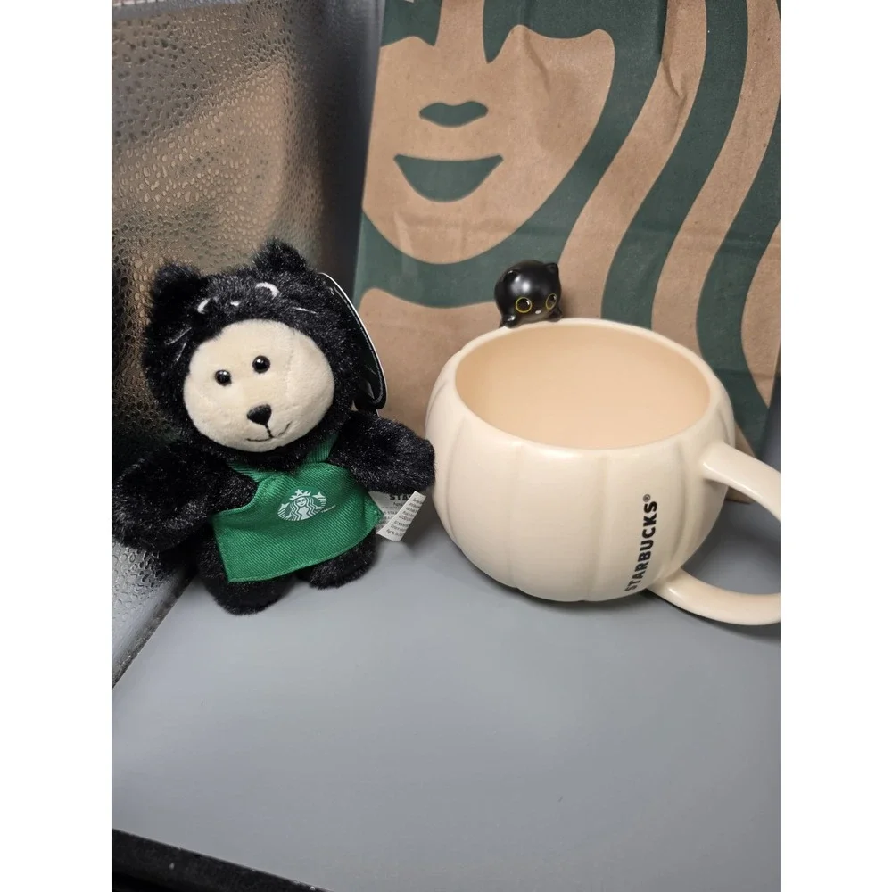 Starbucks 2026 Bearista Black Cat Plush Keychain Pumpkin Mug 12oz Halloween Set